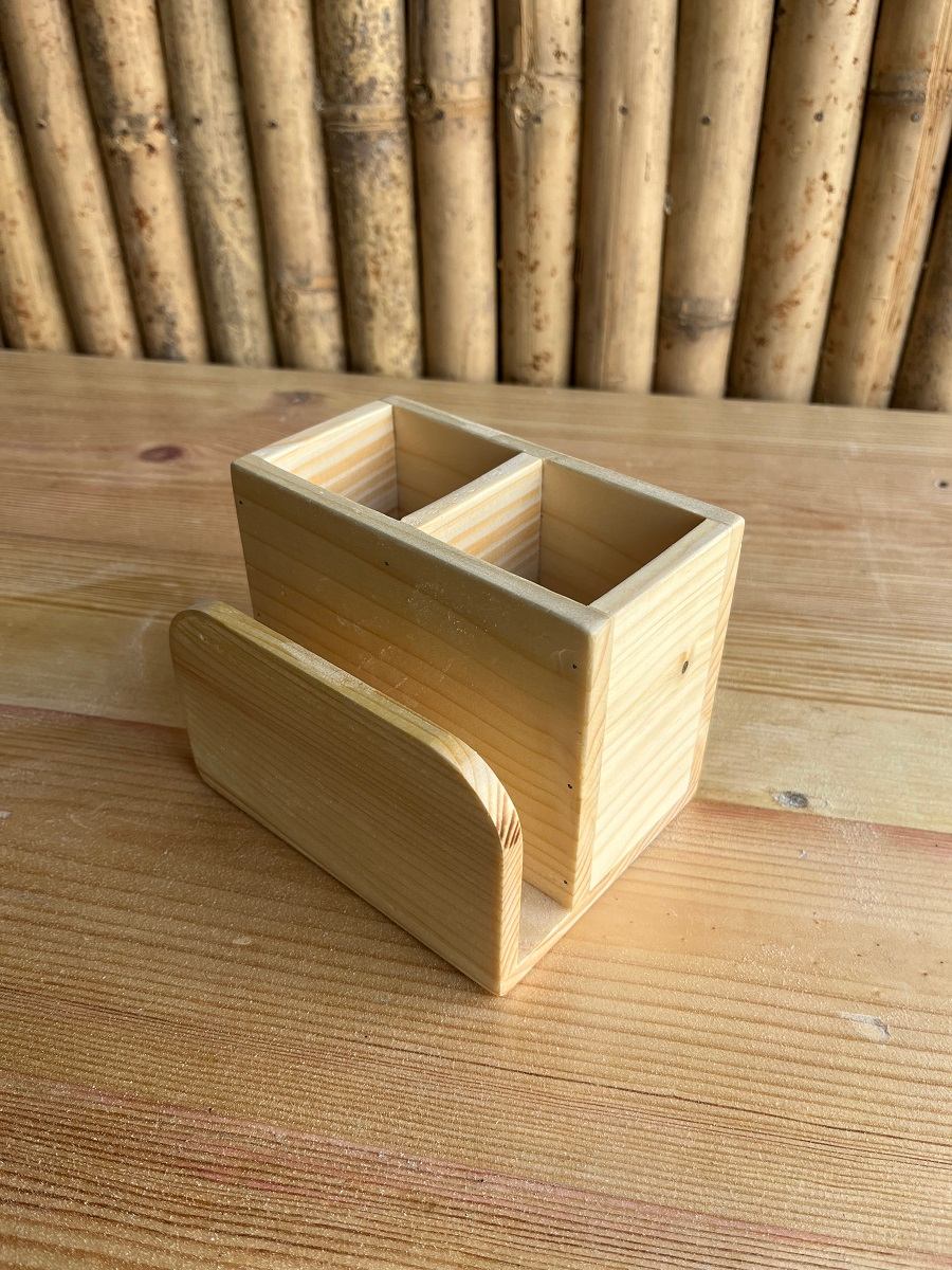 Wooden Cutlery Holder (Small) – Handmade Wooden Utensil Organizer for Kitchen Countertop, Spoon/Fork/Knife Stand with Natural Finish, Eco-Friendly Storage for Home Dining